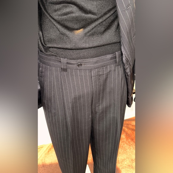 Black Pinstripe Custom Men's Suit - Rocky’s Custom Clothes